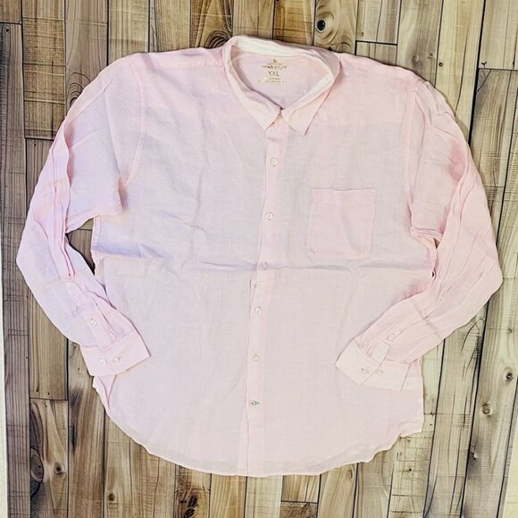 Lilly Pulitzer Men's Stuff Addison Linen Shirt Pink Muse X Resort White NWOT - Picture 2 of 5